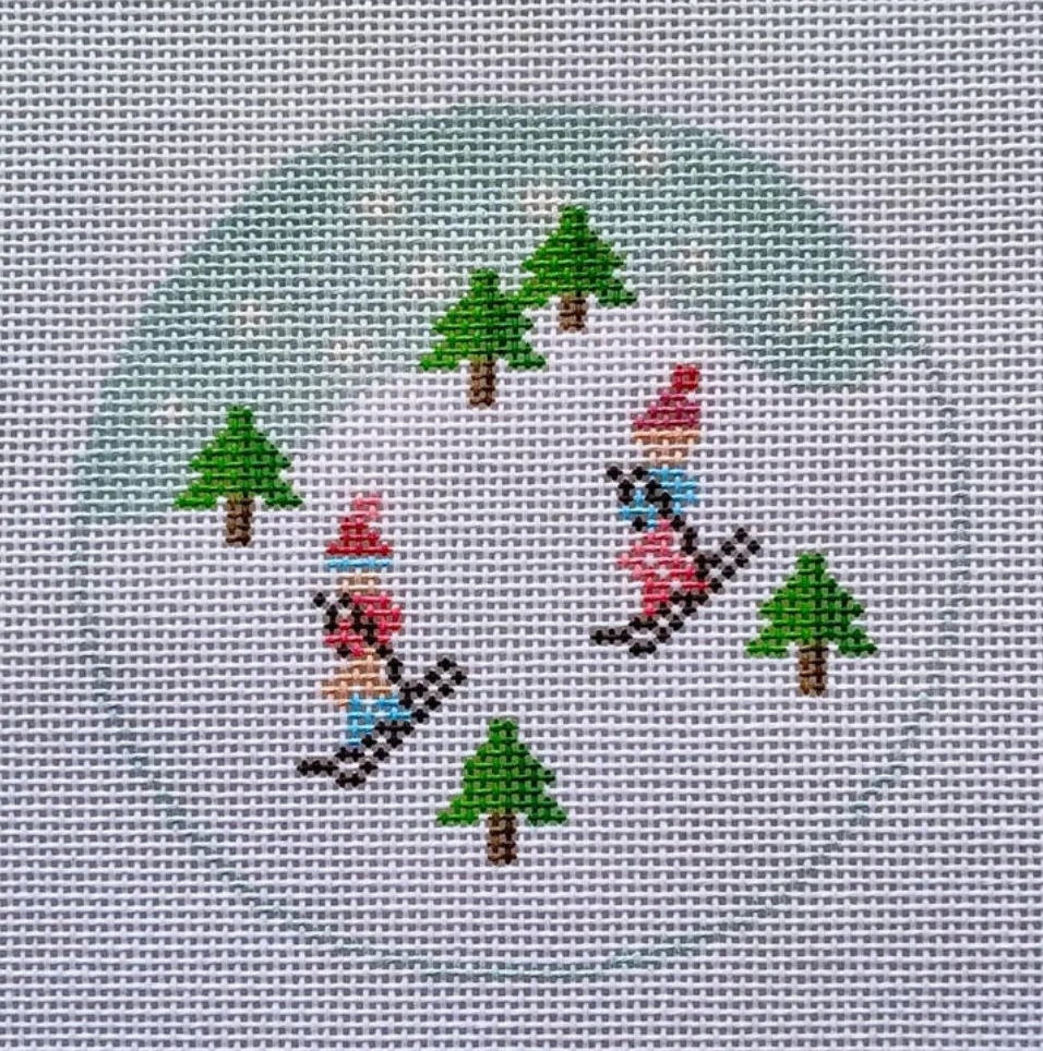 Otter Needlepoint - Ski Ornament Blue
