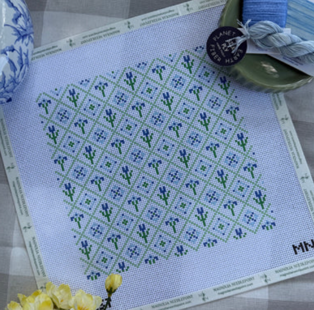 Magnolia Needlepoint - Bluebell Lattice