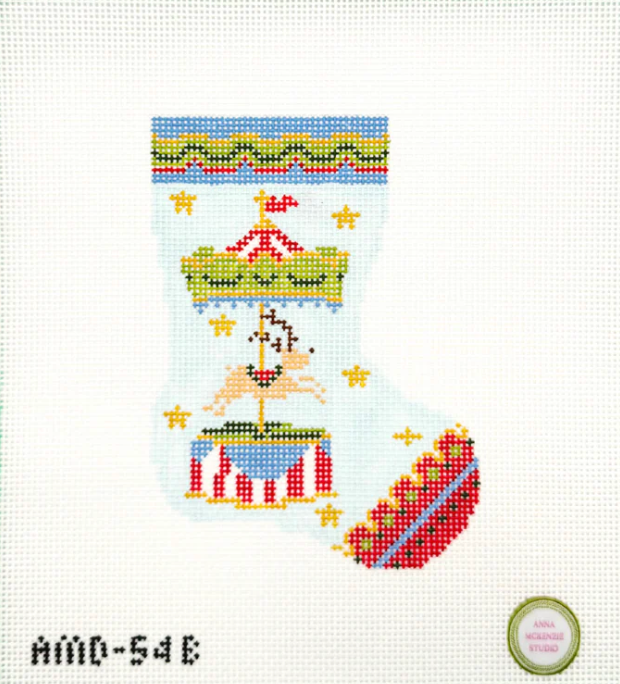 Anna McKenzie - Blue Reindeer Carousel Mini Stocking