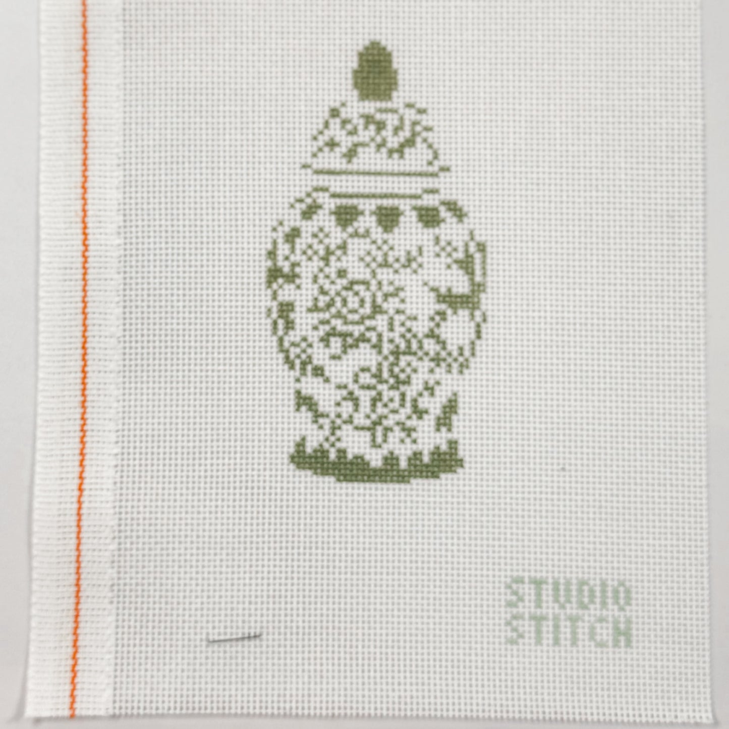 Green and White Ginger Jar