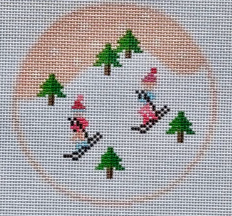 Otter Needlepoint - Ski Ornament Pink