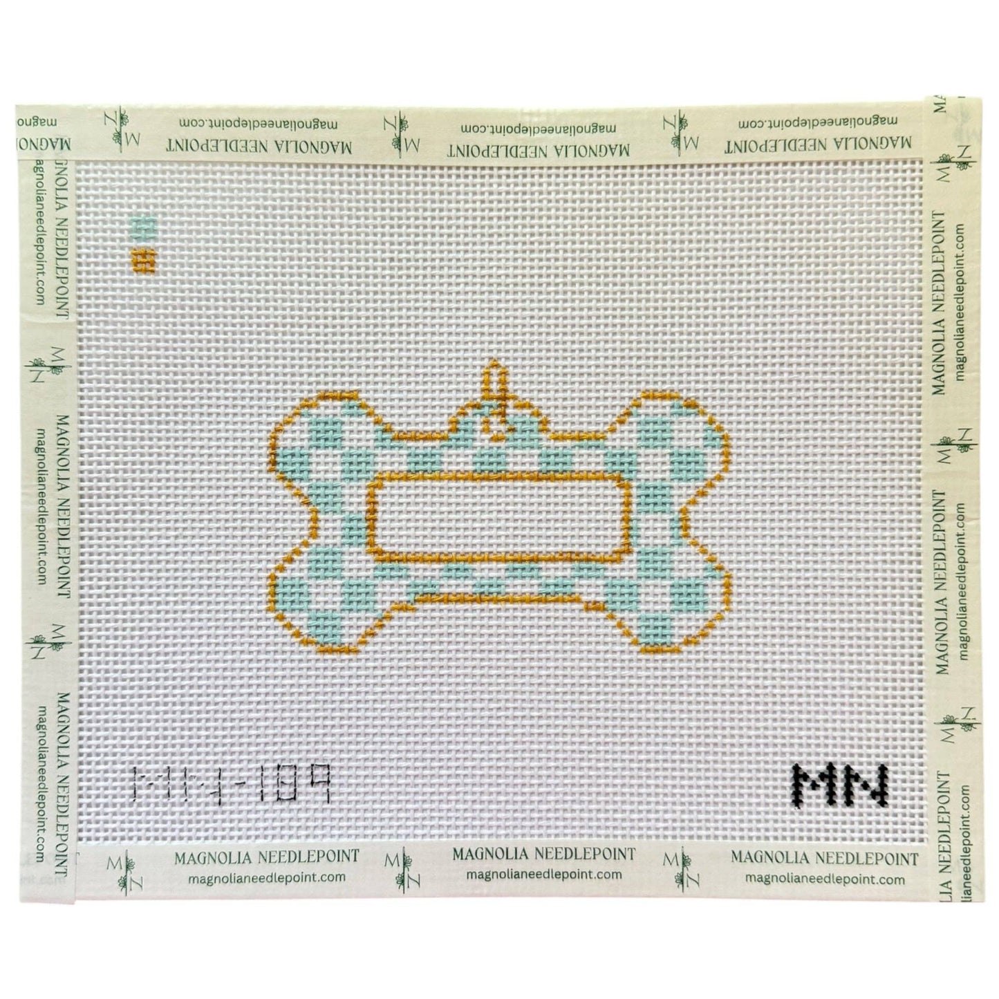 Magnolia Needlepoint - Blue Check Dog Tag