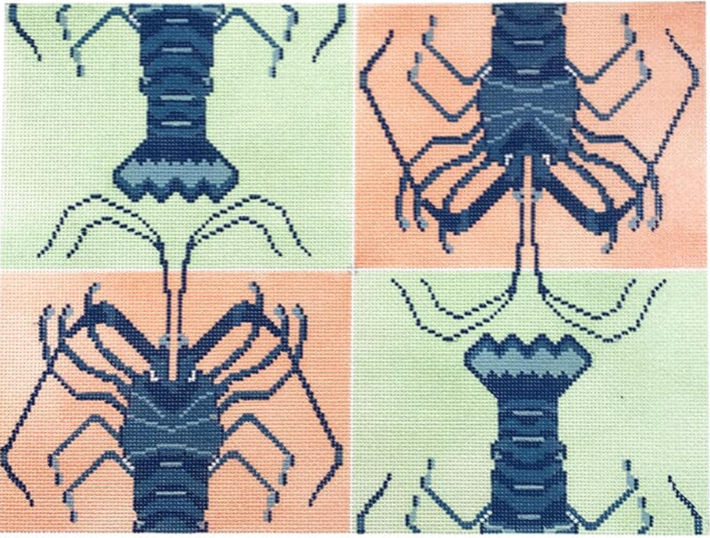 Atlantic Blue Canvas - Lobster Quad Tray
