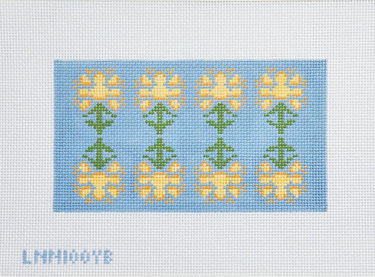 Late Night Needlepoint - Yellow and Blue Block Print