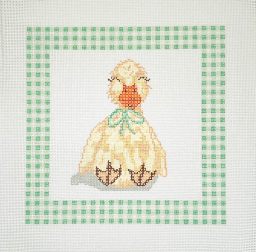 A Poore Girl Paints Duck Lovey with Green Gingham