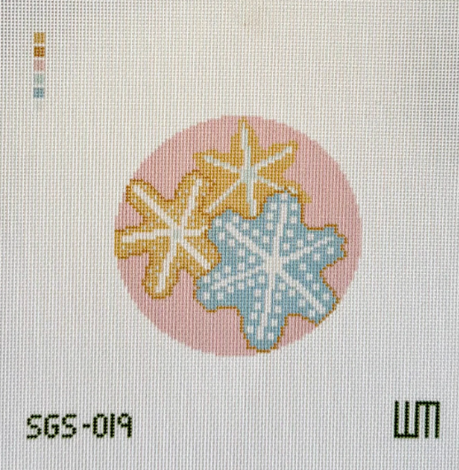 Spring Gate Stitchery - Snowflake Sugar Cookie Round (on tan canvas)