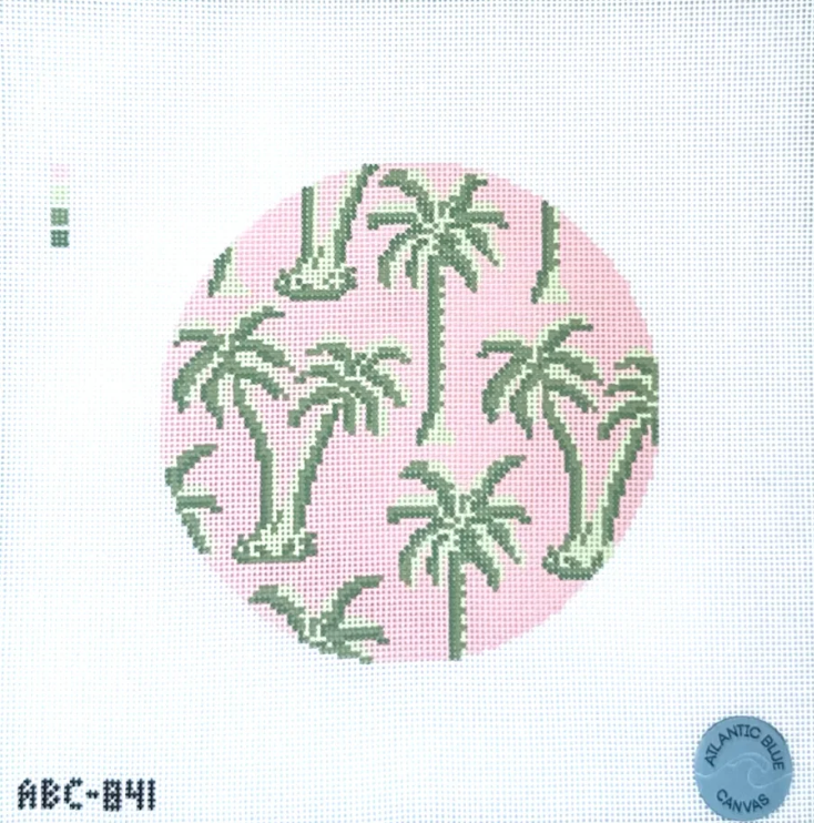 Atlantic Blue Canvas - Palm Tree Round
