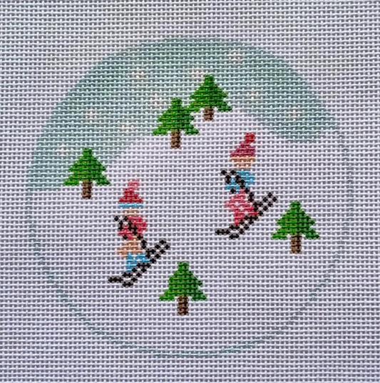 Otter Needlepoint - Ski Ornament Blue