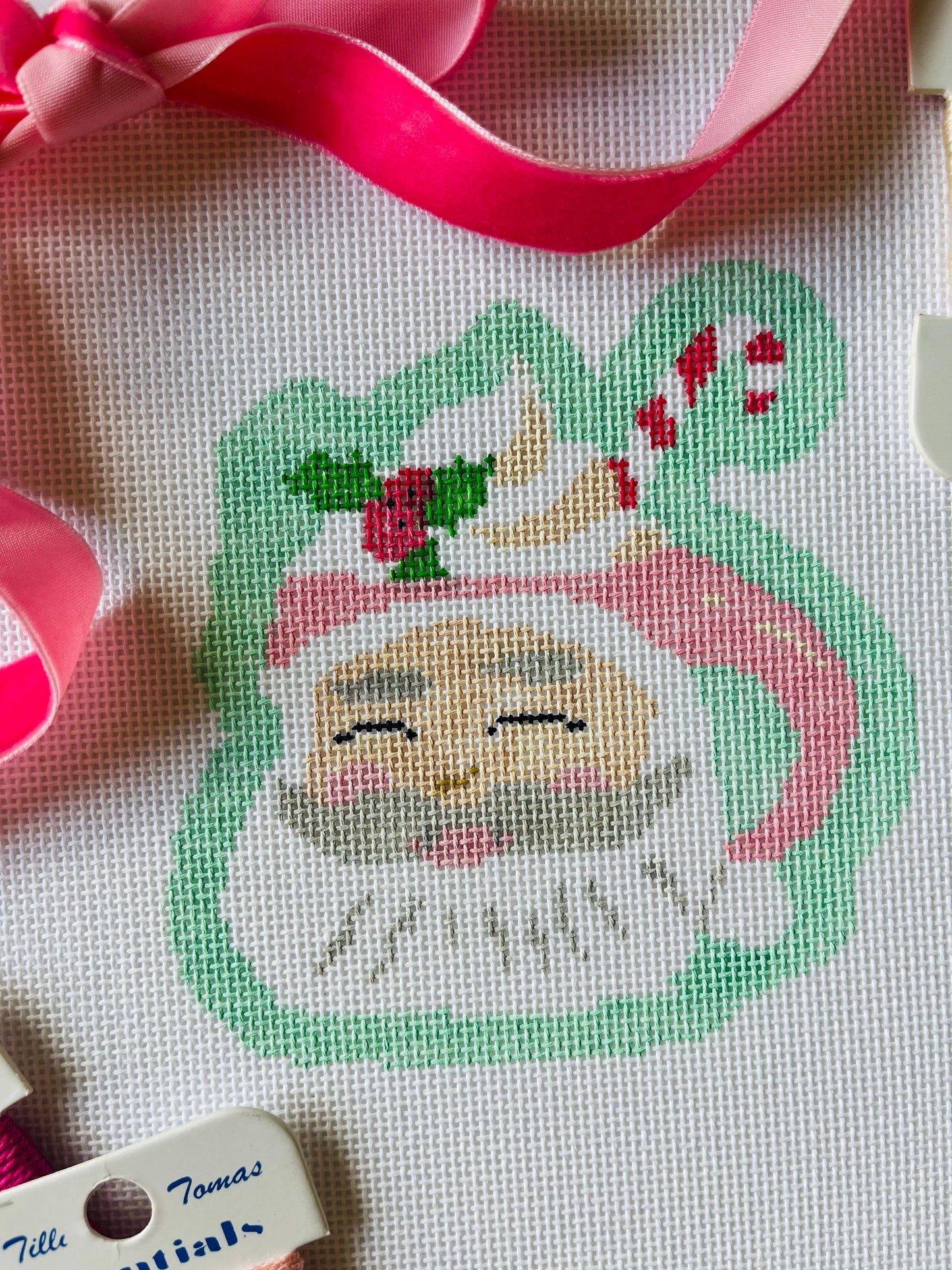 Santa Mug Handpainted Needlepoint Canvas