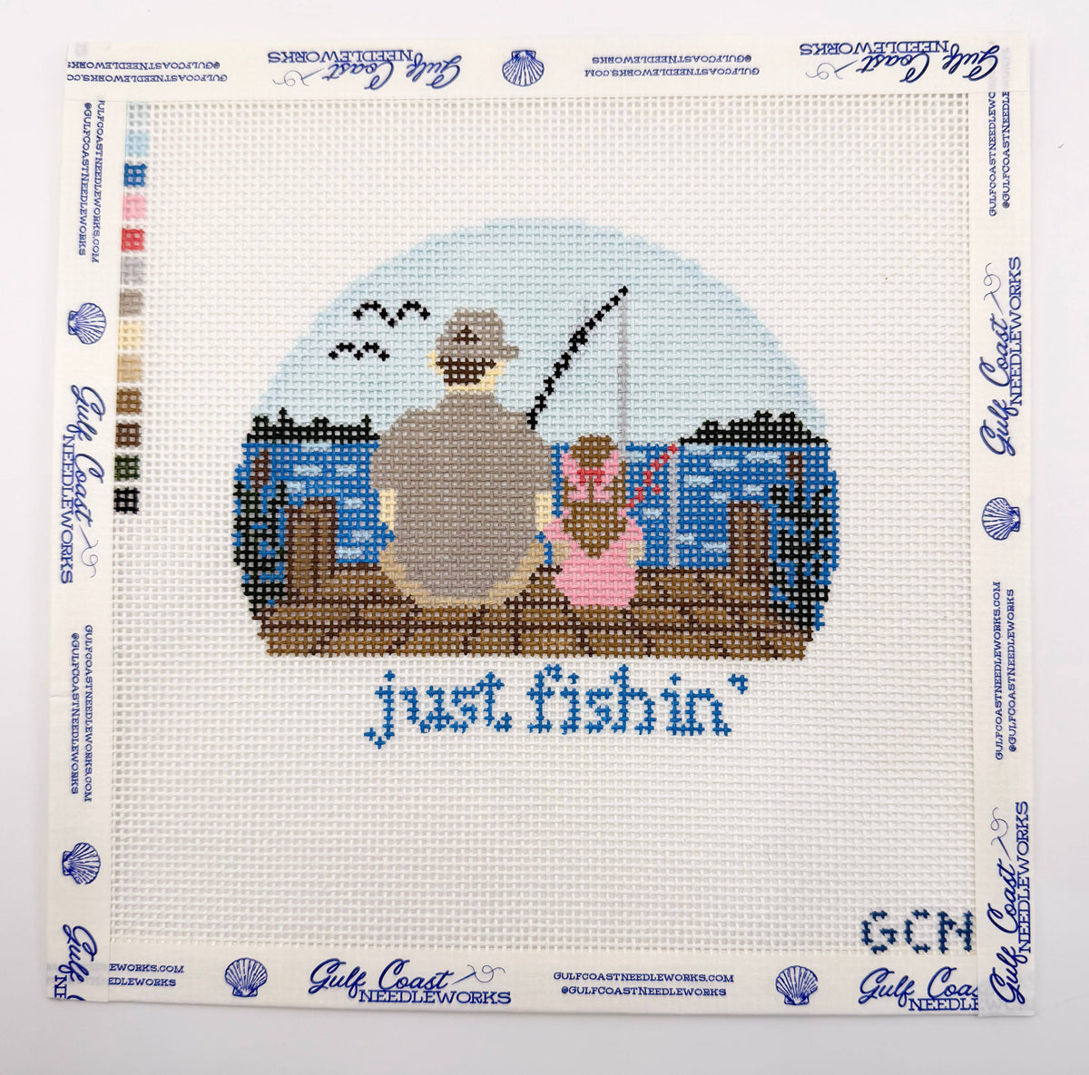 Gulf Coast Needleworks - Just Fishin' Dad & Daughter