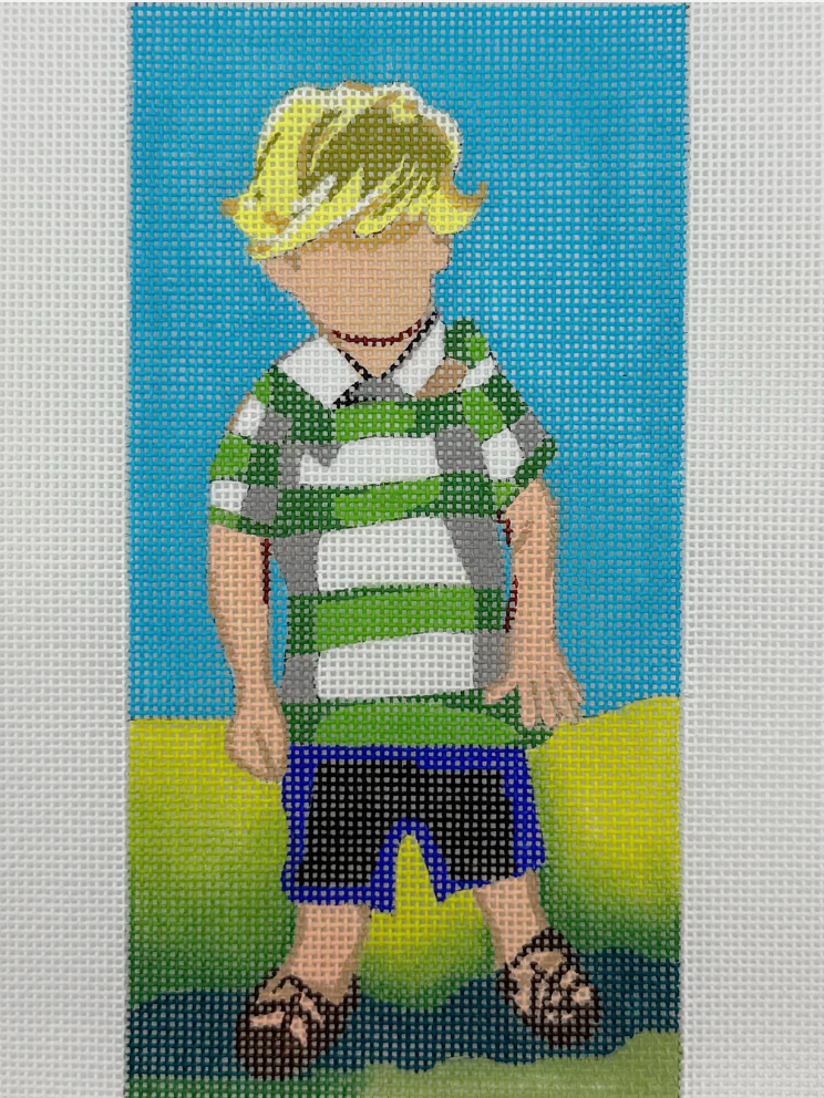 Laura Loe - Little Boy in Green Stripe