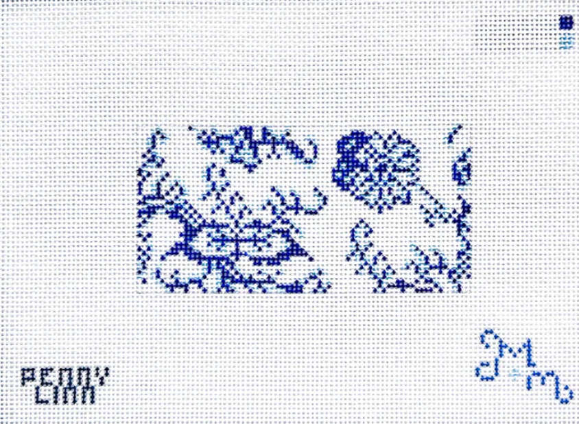 Marie & Maxwell - Blue and White Rectangle