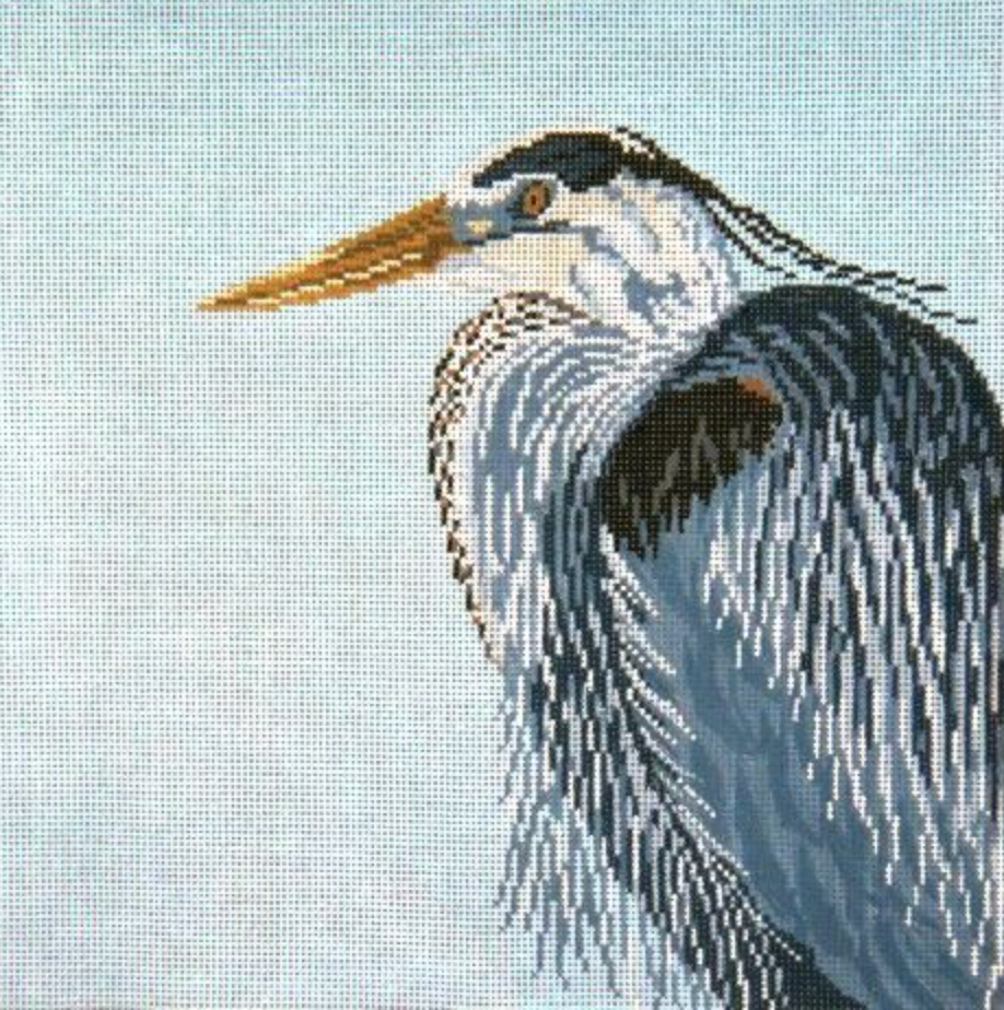 Needle Crossings - Great Blue Heron Square Pillow