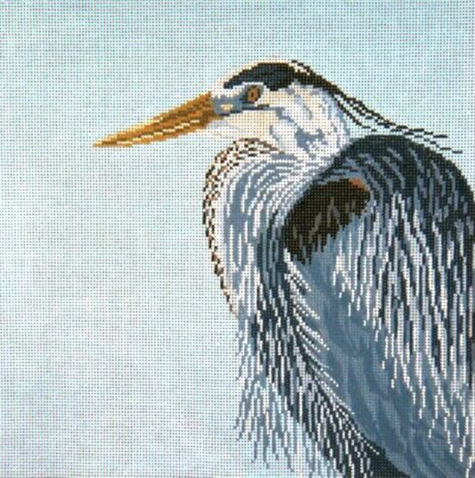 Needle Crossings - Great Blue Heron Square Pillow