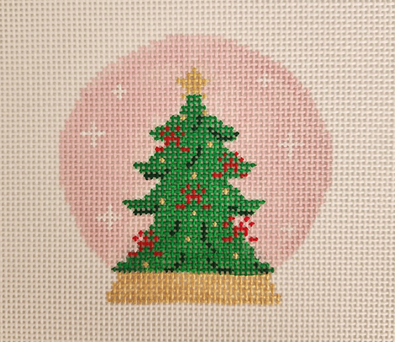 Silver Stitch Needlepoint - Tree Snow Globe