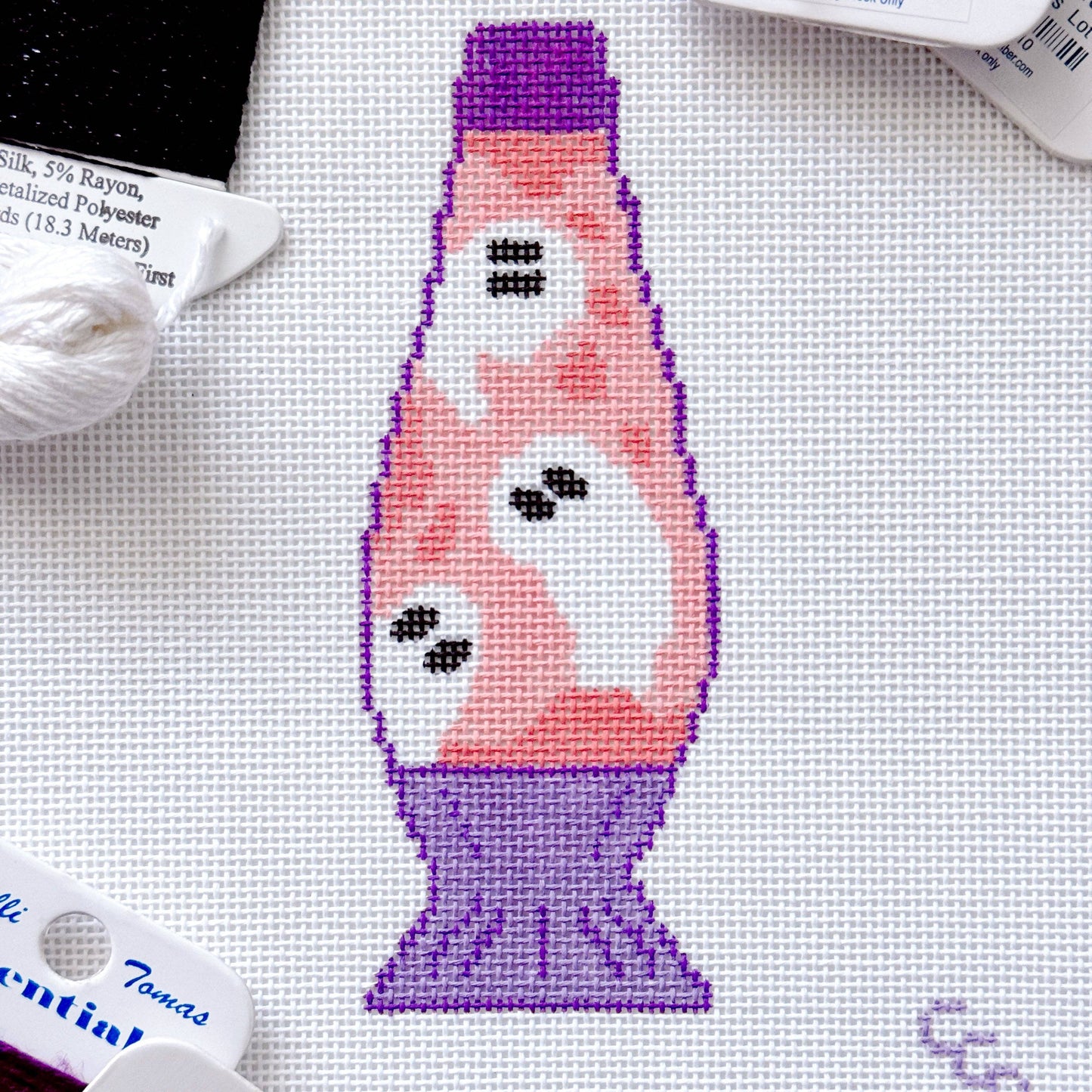 Halloween Needlepoint Canvas 18 Mesh 5” Design, Ghost Lava Lamp Needlepoint Canvas