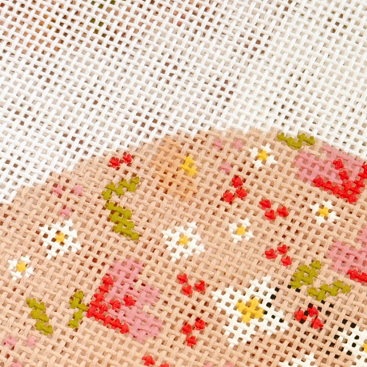 Minimal Flower 4” Round Needlepoint 18 Mesh Canvas, Trendy Needlepoint Canvas