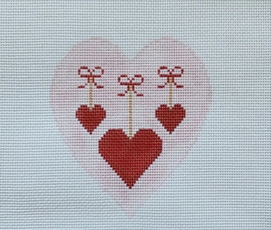 Silver Stitch Needlepoint - Valentine's Hanging Hearts