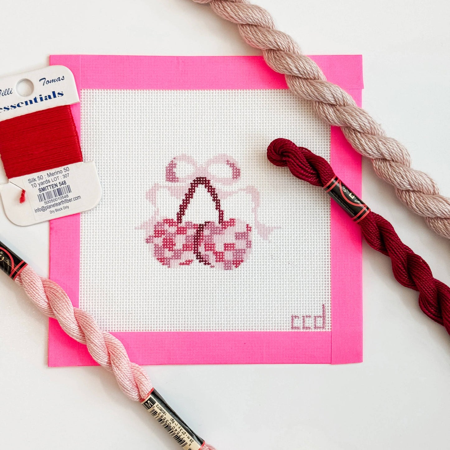 Disco Cherries Coquette Needlepoint Canvas, 18 mesh, 3”
