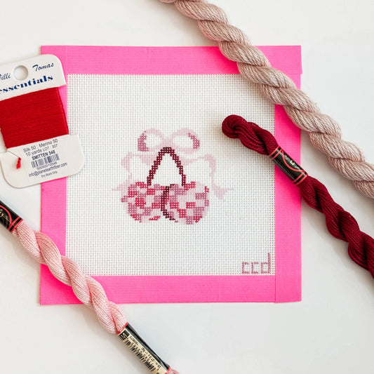 Disco Cherries Coquette Needlepoint Canvas, 18 mesh, 3”