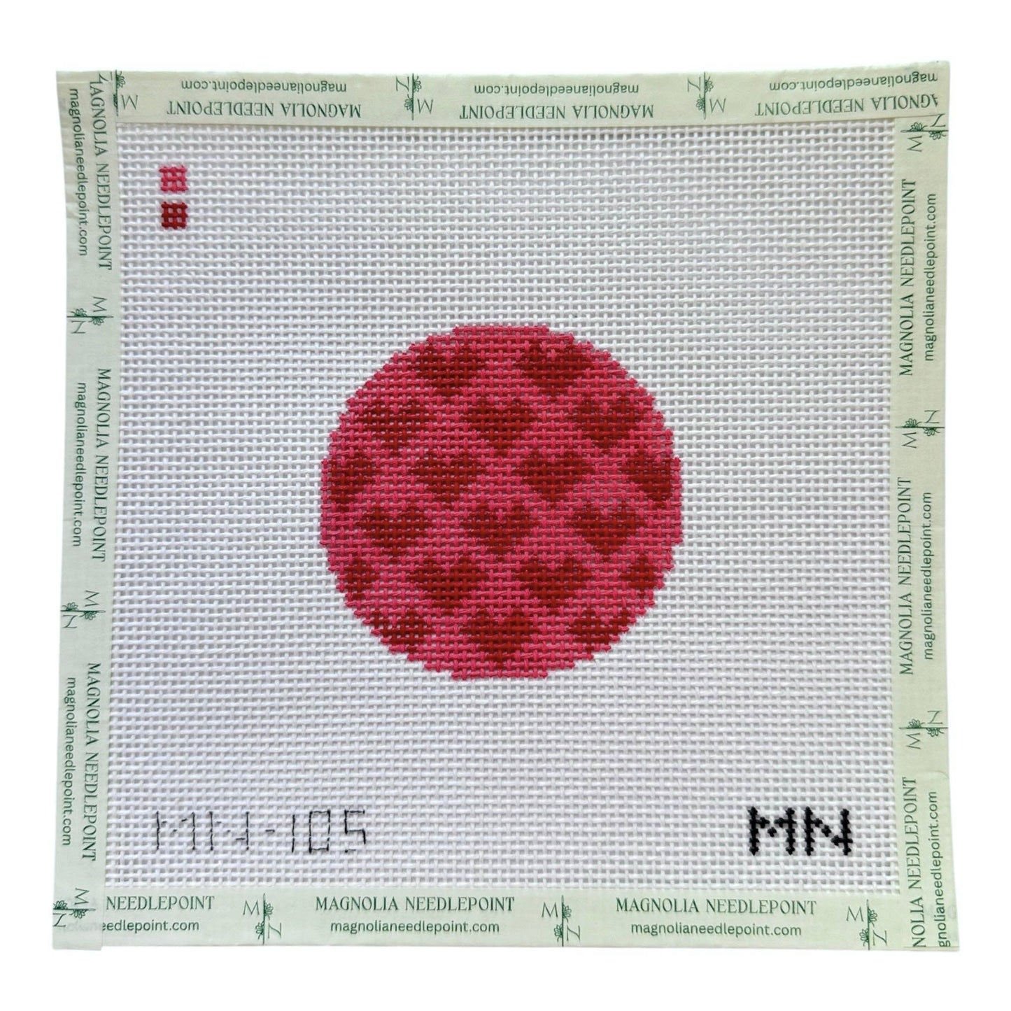 Magnolia Needlepoint - Red Hearts on Pink