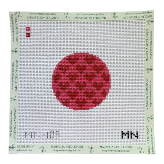 Magnolia Needlepoint - Red Hearts on Pink