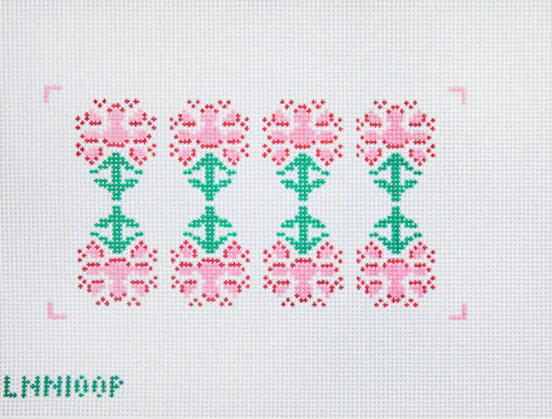 Late Night Needlepoint - Pink Block Print