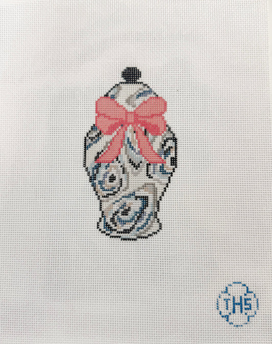 The Stitched Hydrangea - Oyster Ginger Jar