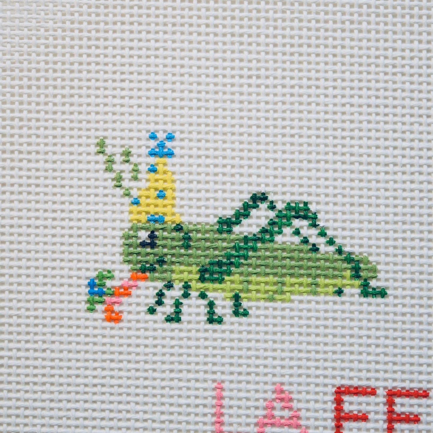 Party Animals - Grasshopper Hand Painted Needlepoint Canvas