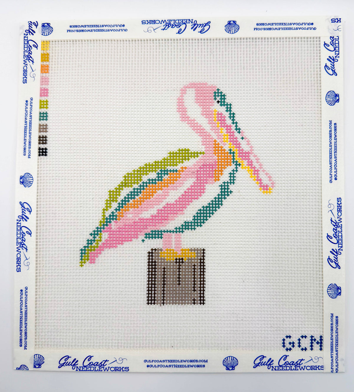 Gulf Coast Needleworks - Preppy Pastel Pelican Needlepoint Canvas