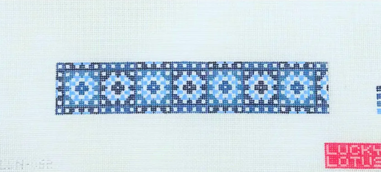 Lucky Lotus -Blue Granny Square Key Fob