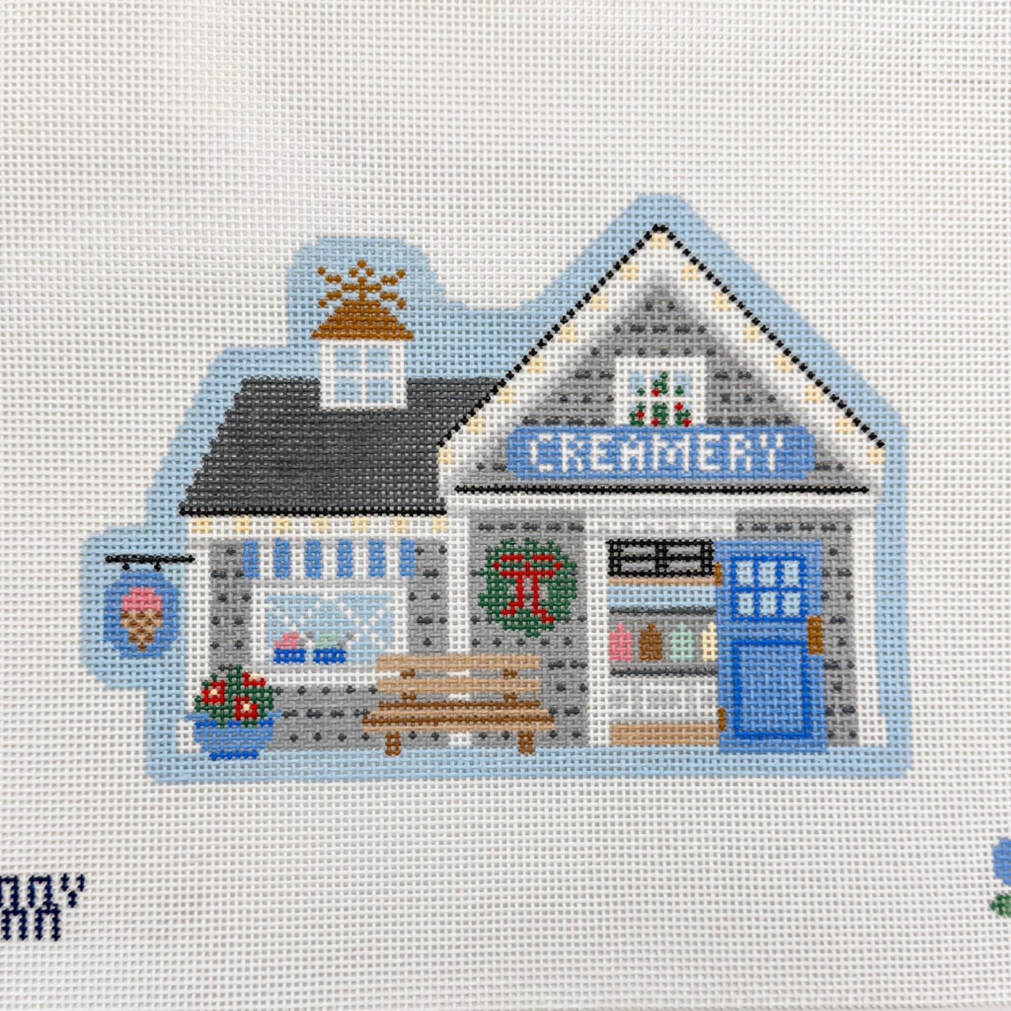 Blue Hydrangea Stitcher Cape Christmas Village - Creamery