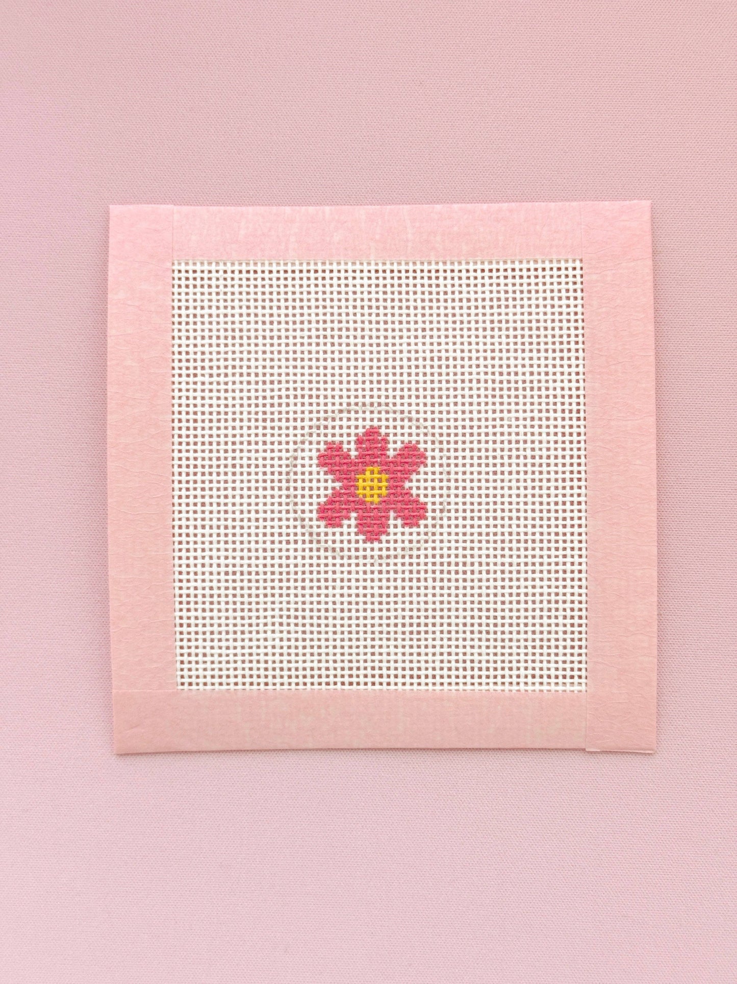 Mini Bag Tag Retro Flower Needlepoint Canvas Hand Painted Key Fob Canvas Mini 1”x1” 18 Mesh