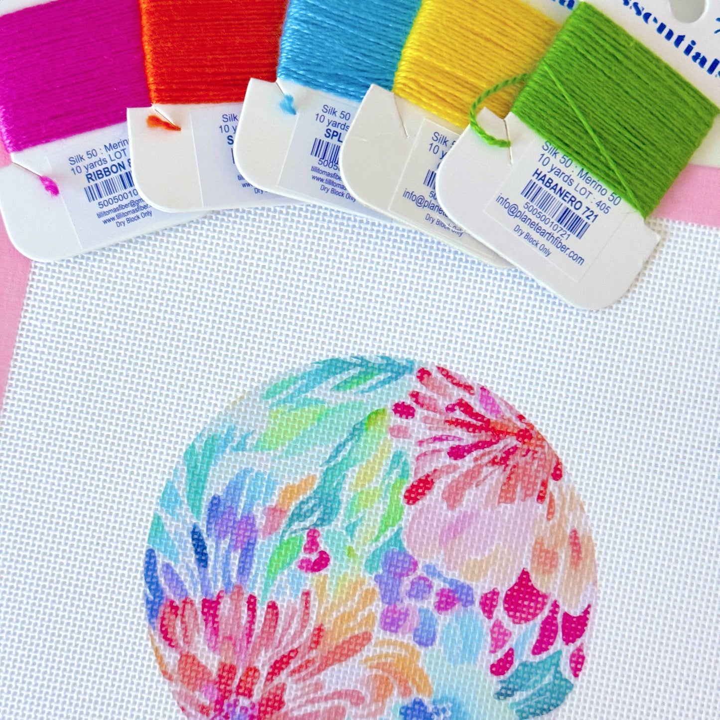 Cotswold Design Co Floral Round Ornament Needlepoint Canvas 8x8